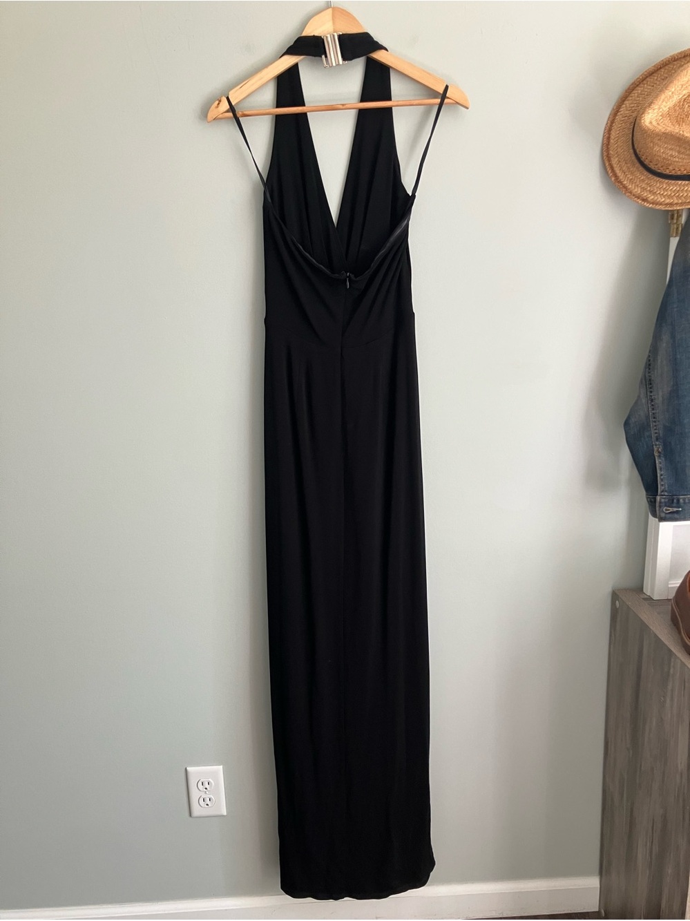 WHBM Black Halter Sleek Maxi Dress Size 6 - Picture 5 of 15